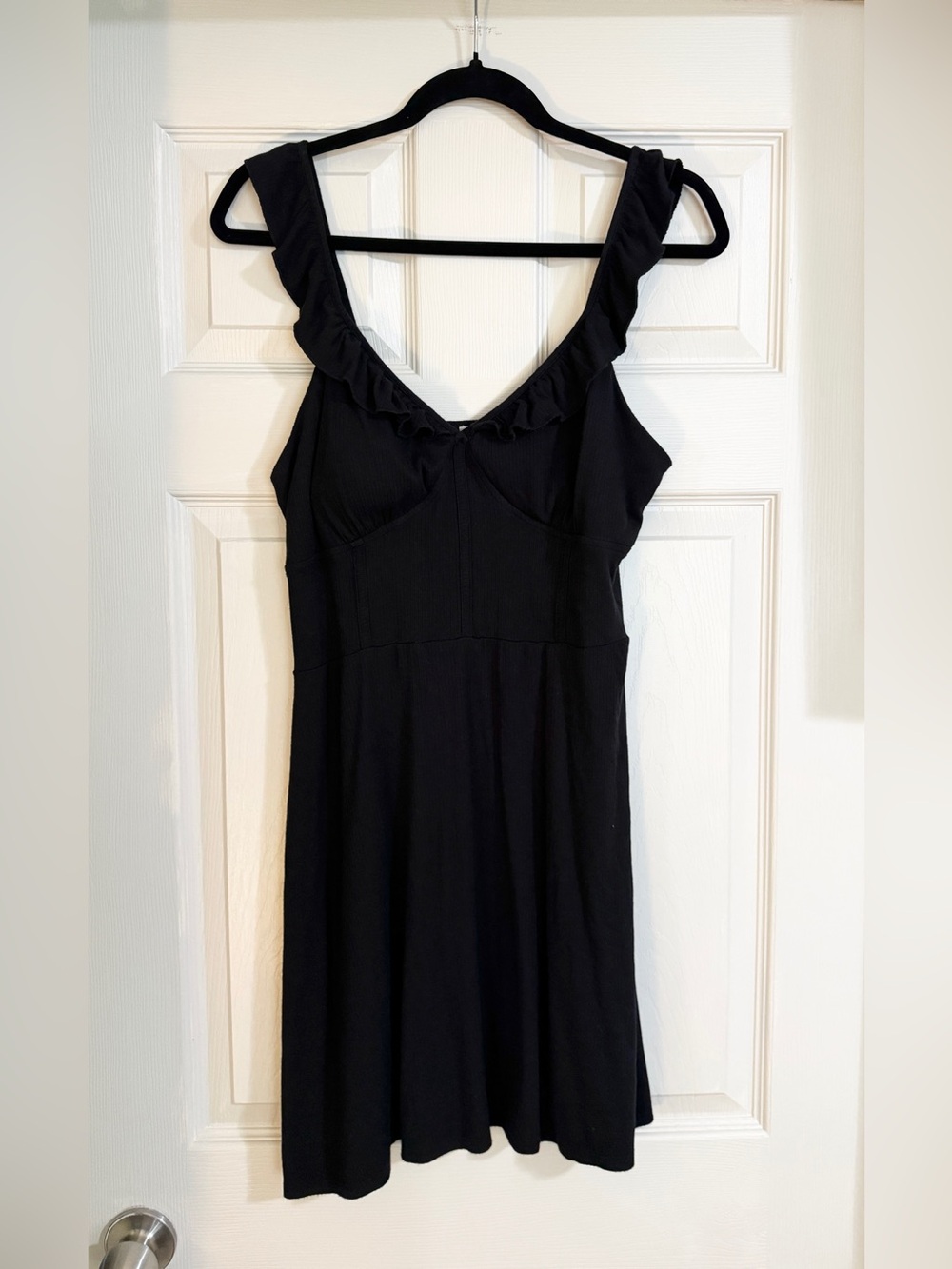Black Ruffle Sleeve Midi Dress